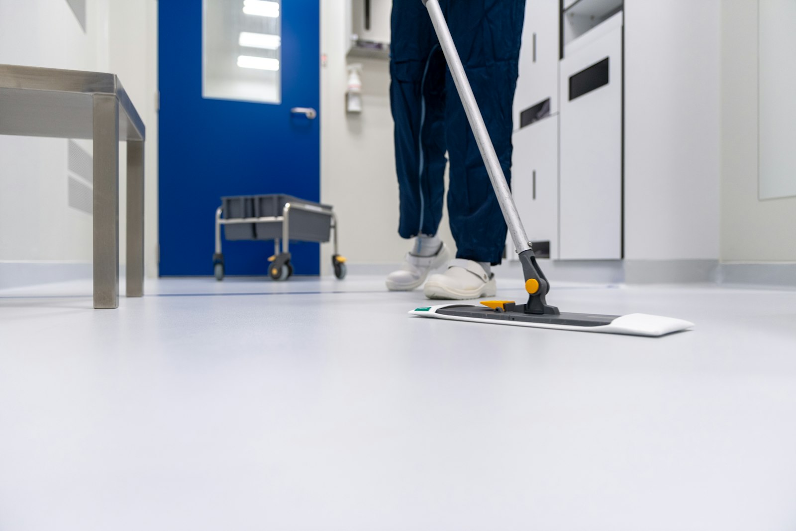 Commercial cleaning in progress