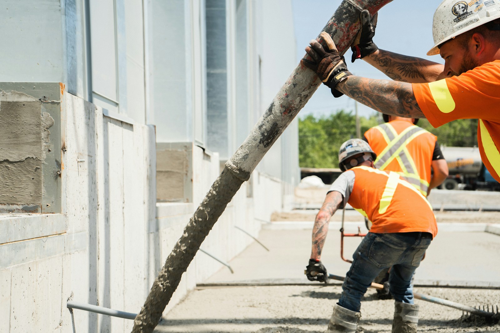 Concreters working together on a construction site