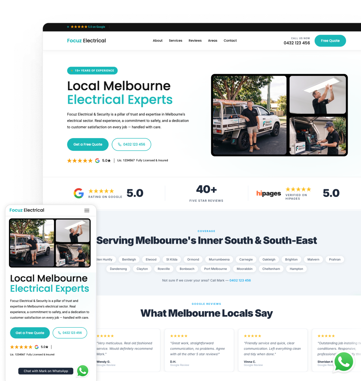 Sample Free Range website shown on desktop and mobile